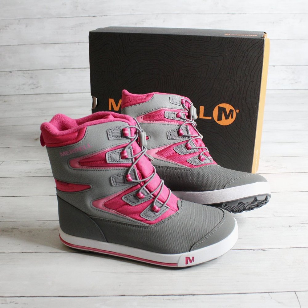 Merrell Girl's Waterproof Winter Snow Boots Size 5 M EUR 36 Pink Gray
